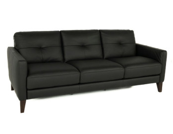 Evan Leather Sofa Black Edmonton Italian custom side