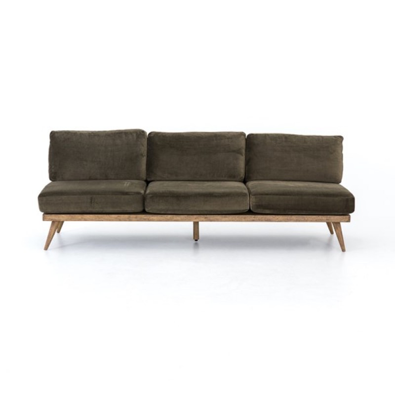 tilly green velvet armless sofa four hands | Reside Furnishings