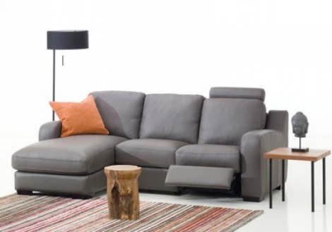 Embrace Leather Chaise with Recliner Sectional Sofa