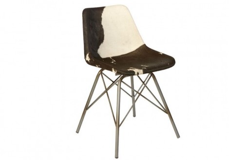Industrial Cow Hide Molded Seat Chair