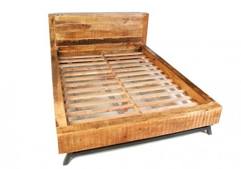Retro Queen Bed Solid Mango Wood