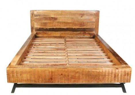 Retro Queen Bed Solid Mango Wood