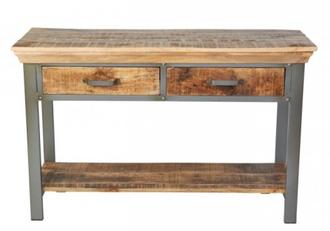 Industrie Console Table Solid Wood/Metal