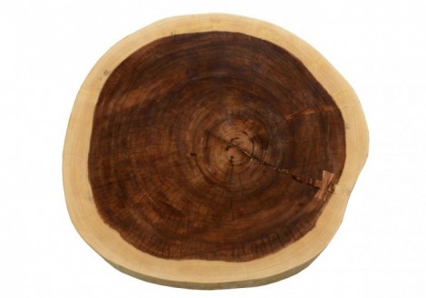 Cedar slab side table with metal base