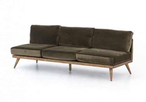 Tilly Armless sofa green velvet four hands