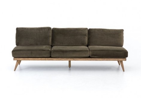 Tilly Armless sofa green velvet four hands