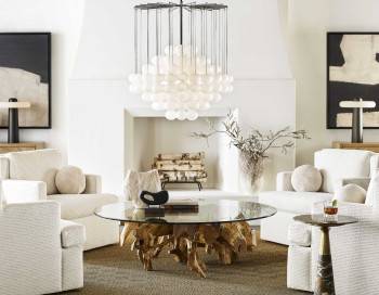Teak Root Coffee Table Round 56" Glass