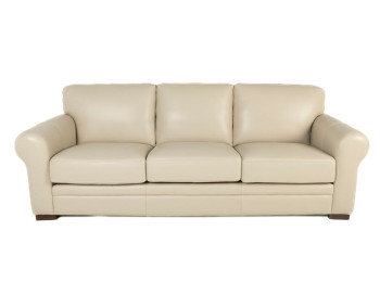 Brookfield Leather Sofa Vanilla made in Canada custom front