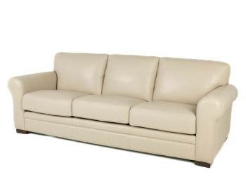 Brookfield Leather Sofa Vanilla made in Canada custom side