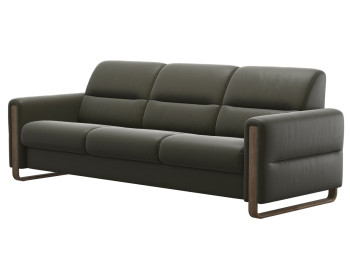 Fiona Leather Sofa Paloma Dark Olive Stressless Edmonton custom side