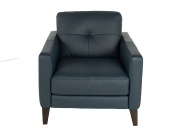 Evan Leather Chair Navy front