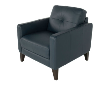 Evan Leather Chair Navy side