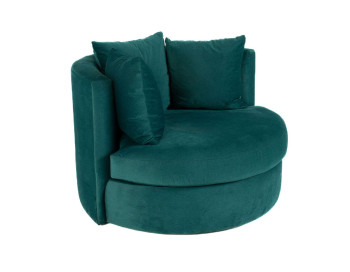 Reeding Fabric Swivel Chair Teal side