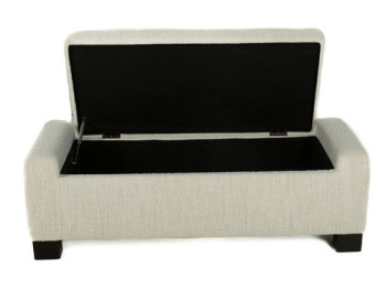 Bank Fabric Storage Ottoman Pear open