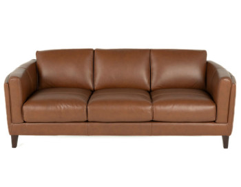 Nicole Leather Sofa Nutmeg curve front