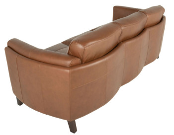 Nicole Leather Sofa Nutmeg curve side