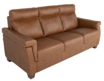 Rossi Leather Sofa Brown Italian side