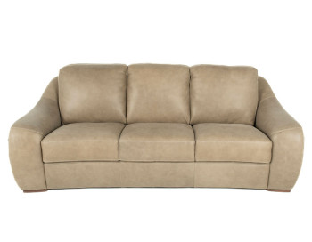 Mina Leather Sofa Taupe Italian front