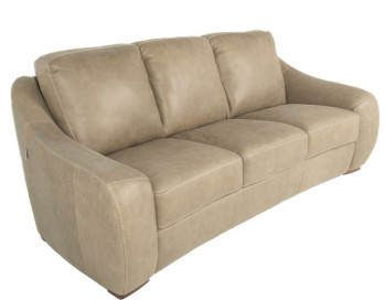 Mina Leather Sofa Taupe Italian side