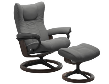 Wing Small Signature Recliner Stressless Edmonton Paloma Neutral Grey front