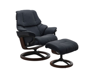 Reno Medium Signature Recliner Stressless Edmonton Paloma Shadow Blue front