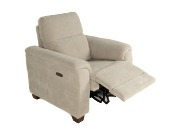 Santana Fabric Power Recliner Edmonton stock Selene Grey reclined