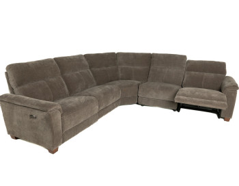 Santana Fabric Power Sectional Edmonton recliner stock Selene Stone reclined