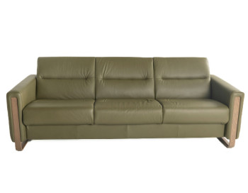 Fiona Leather Sofa Paloma Dark Olive Stressless Edmonton custom front