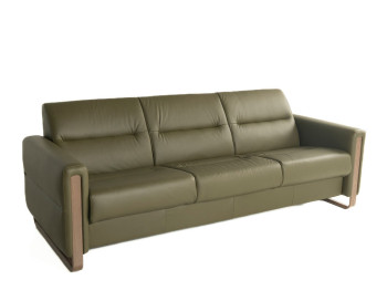Fiona Leather Sofa Paloma Dark Olive Stressless Edmonton custom front
