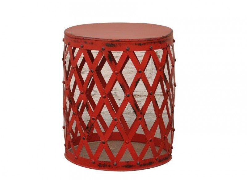 Design Woven Patti Metal Lamp End Table