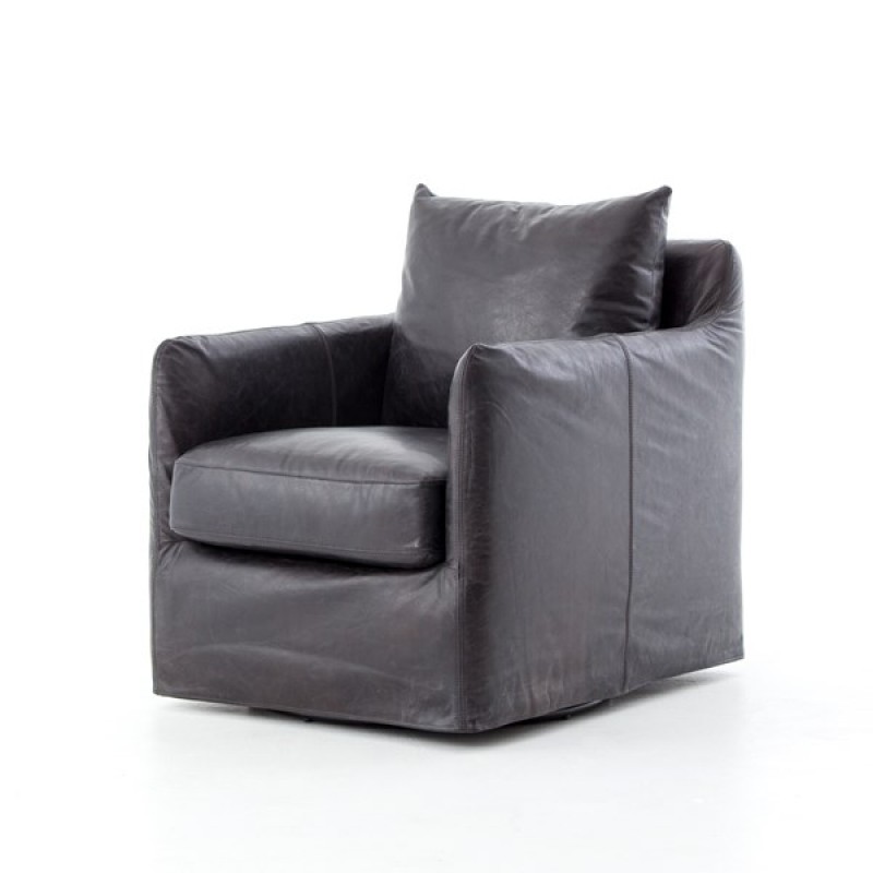Banks Leather Swivel Chair Four Hands