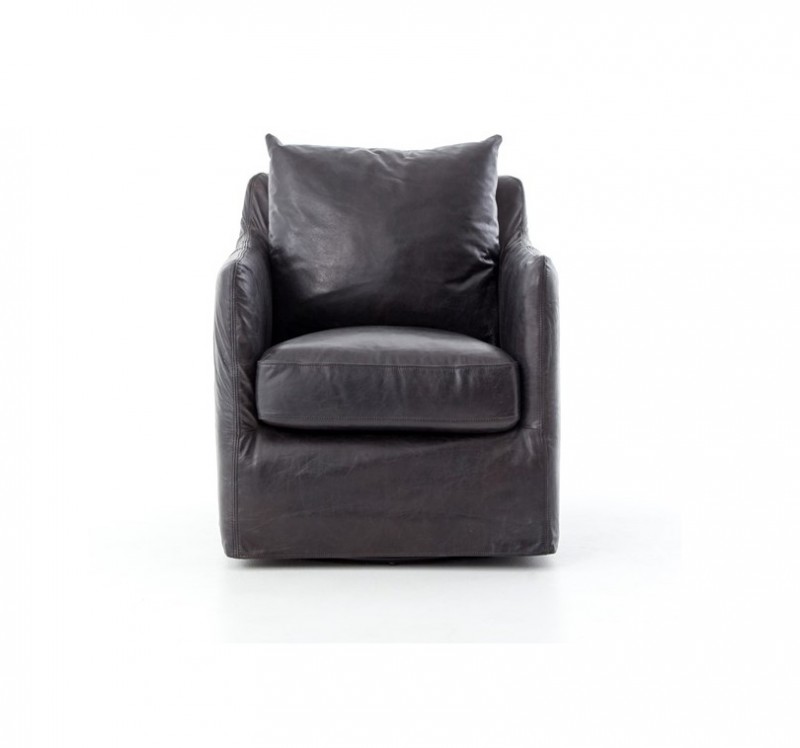 Banks Leather Swivel Chair Four Hands