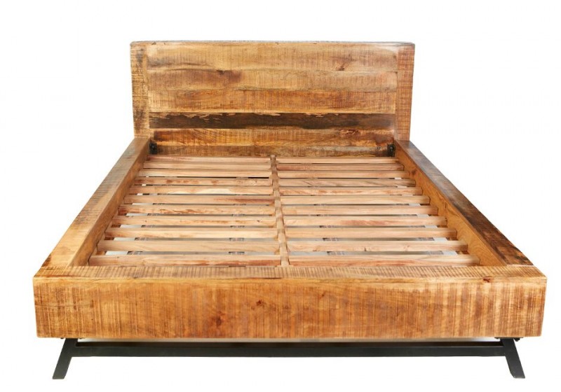 Retro Queen Bed Solid Mango Wood