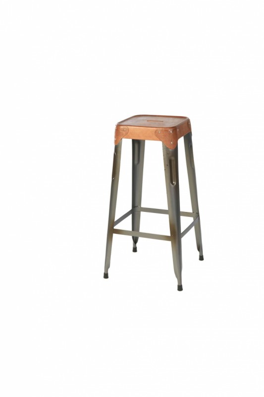 Industrial square Metal bar stool