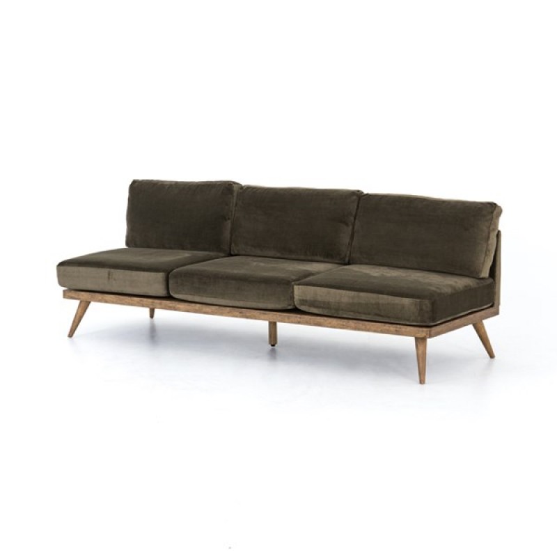 Tilly Armless sofa green velvet four hands
