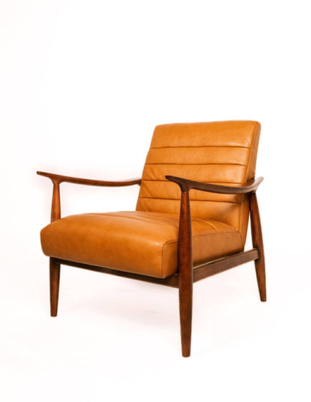 Jarrett Leather Chair Butternut Edmonton side