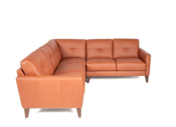 Evan Leather Sectional Burnt Orange Italian custom side