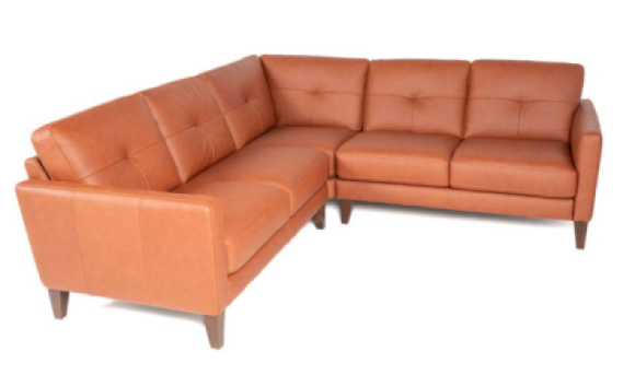 Evan Leather Sectional Burnt Orange Italian custom front