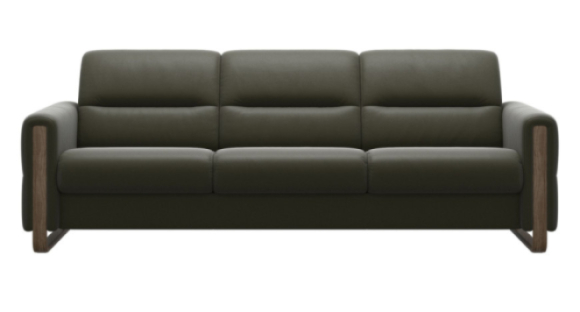 Fiona Leather Sofa Paloma Dark Olive Stressless Edmonton custom front