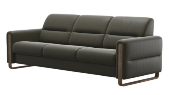 Fiona Leather Sofa Paloma Dark Olive Stressless Edmonton custom side