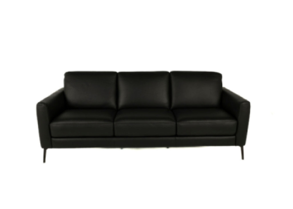 Ottavio Leather Sofa Black Edmonton Italian custom front