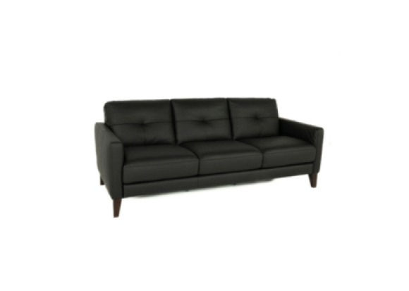 Evan Leather Sofa Black Edmonton Italian custom side