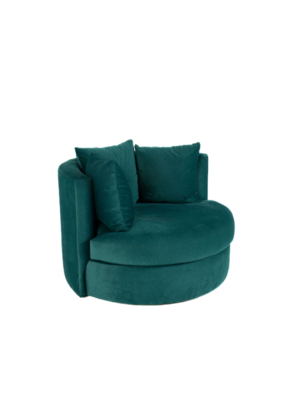 Reeding Fabric Swivel Chair Teal side