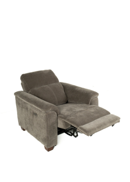 Santana Fabric Power Recliner Edmonton stock Selene Stone reclined