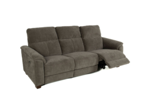 Santana Fabric Power Sofa Edmonton stock Selene Stone reclined