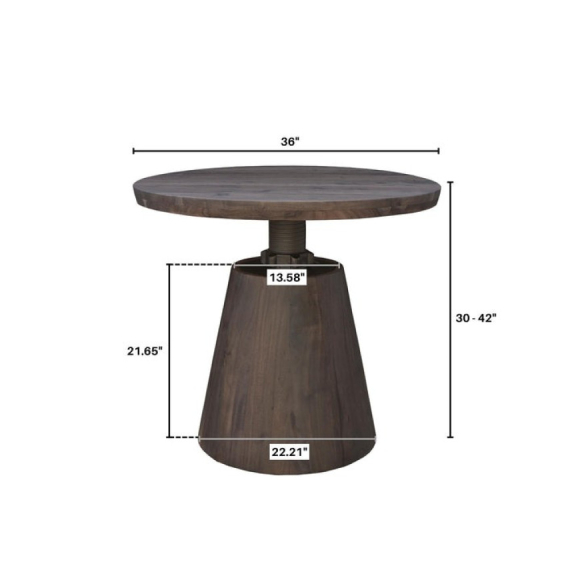Bronx Bistro Crank Table Edmonton adjustable height diagram