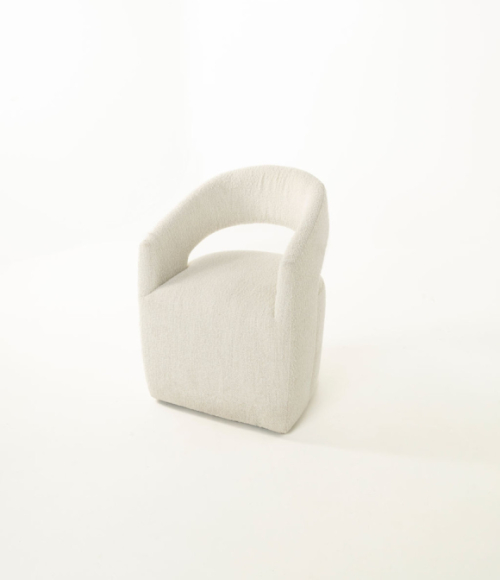 Lille Fabric Dining Chair Merino Pearl Edmonton castors front