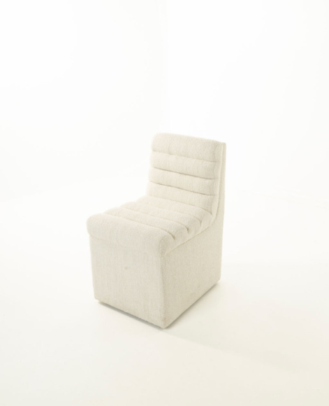 Rouen Fabric Dining Chair Edmonton Merino Pearl casters