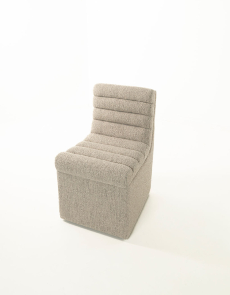 Rouen Fabric Dining Chair Edmonton Merino Porcelain casters  front