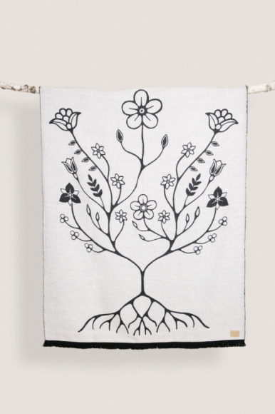 Black and White Woodland Indigenous Blanket Edmonton Mini Tipi